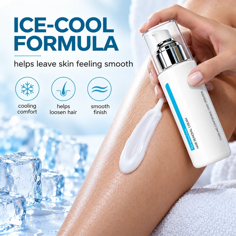 Ice-Cooling Hair Removal Cream – instantly soothes sensitive skin. ✨✨✨